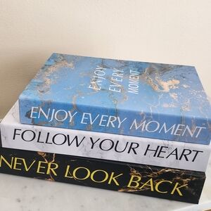 Inspirational Quote Decorative Books Set - Blue, White, Black